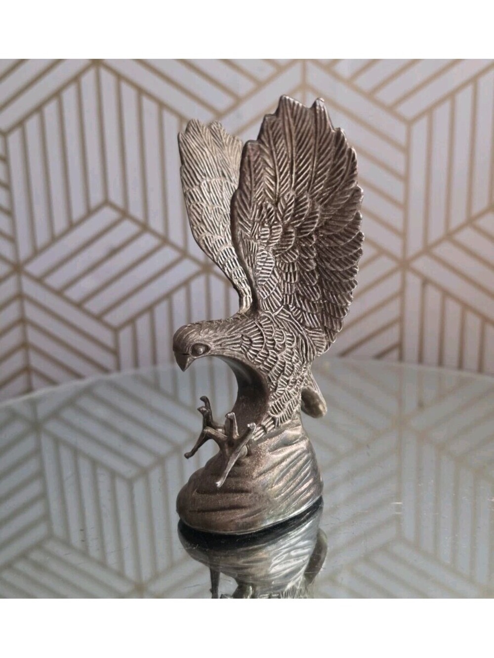 Vintage Hampshire Silverplated Flying Eagle Paperweight Sculpture